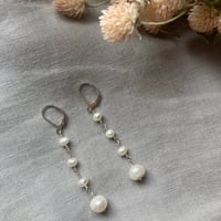 Image 1 of Natural Freshwater Pearl Faceted Pearl Sterling Silver Earrings