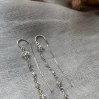 Image 2 of Herkimer Diamond Tiny Gemstone Threader Earrings Sterling Silver