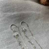 Image 3 of Herkimer Diamond Tiny Gemstone Threader Earrings Sterling Silver