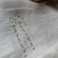 Image 1 of Herkimer Diamond Tiny Gemstone Threader Earrings Sterling Silver