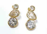 Image 2 of Tripple Diamond Drop CZ Earrings