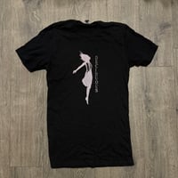 Deciduous Devices UPLIFT Shirt. Black with LT Pink ink