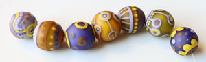 Lilac & Mustard Sandwich Goofballs - 7 beads in unexpected colors