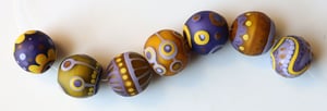 Lilac & Mustard Sandwich Goofballs - 7 beads in unexpected colors