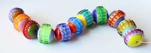 Frankenspheres - 11 round beads with stitches