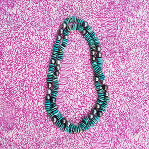 Multi-color Tahitian Pearl & Turquoise Necklace