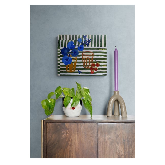  ~New Work!~ Blue geranium on green stripes II 