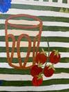  ~New Work!~ Blue geranium on green stripes II 