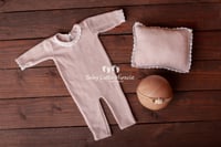 Image 1 of Newborn romper pillow headband beige