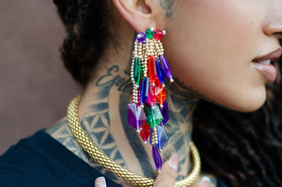 Image of Vintage 90's Girl Jeweled Drop Earrings