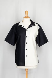 Image 2 of Chemise FERDINAND - Bigoût Lin Noir & Écru - À La Commande