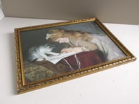 Image 2 of The Artist's Assistant (detail) by Marie Sophie Goerlich 1800s, Girl & Cat, Vintage Art Print Framed