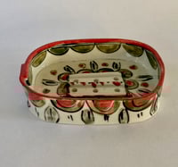 Image 1 of Soap dishes Pink and green pattern