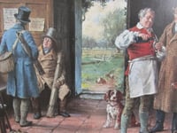 Image 4 of Margaret Dovaston 'The Start' Anglers Meeting at Country Inn, Vintage Small Art Print, Framed