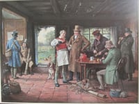 Image 3 of Margaret Dovaston 'The Start' Anglers Meeting at Country Inn, Vintage Small Art Print, Framed