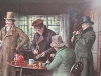 Image 5 of Margaret Dovaston 'The Start' Anglers Meeting at Country Inn, Vintage Small Art Print, Framed