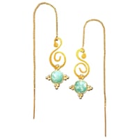 Image 4 of SWIRL String Earrings x Amazonite Stone Square