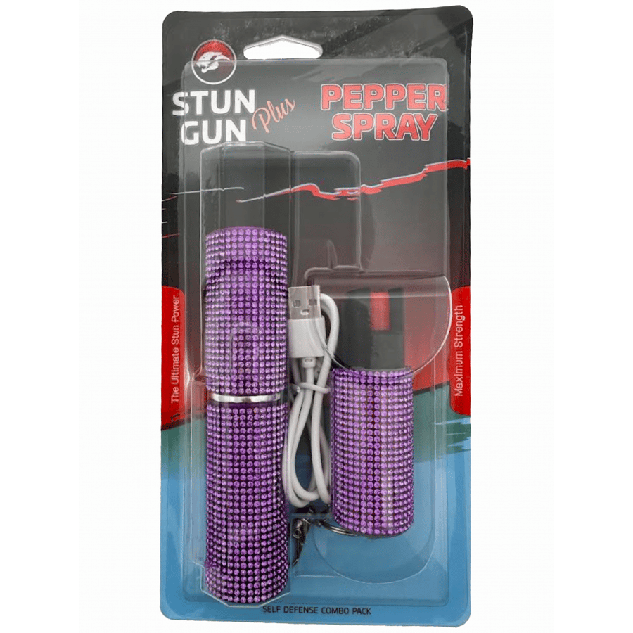 Image of Purple Rhinestones Lipstick & Pepper Spray Combo