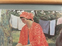 Image 3 of Augustus John 'Washing Day 1912', Portrait of Woman in Garden, Vintage Art Print, Framed