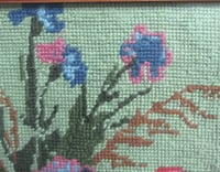 Image 3 of Vintage Needlework of Country Flowers Violas Poppies c. 1970s, Framed Size 13 1/8 x 12 6/10 ins 