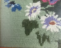 Image 4 of Vintage Needlework of Country Flowers Violas Poppies c. 1970s, Framed Size 13 1/8 x 12 6/10 ins 