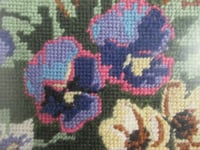 Image 5 of Vintage Needlework of Country Flowers Violas Poppies c. 1970s, Framed Size 13 1/8 x 12 6/10 ins 