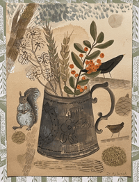 Pewter mug and winter squirrel by Jo Aylward