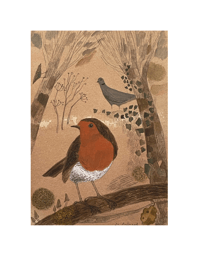 Giclee print  Robin and Ivy covered trees by Jo Aylward