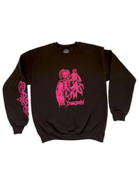 Dungeon 'LIGHTS OUT' - CREW SWEATSHIRT - CHOCOLATE / NEON PINK 