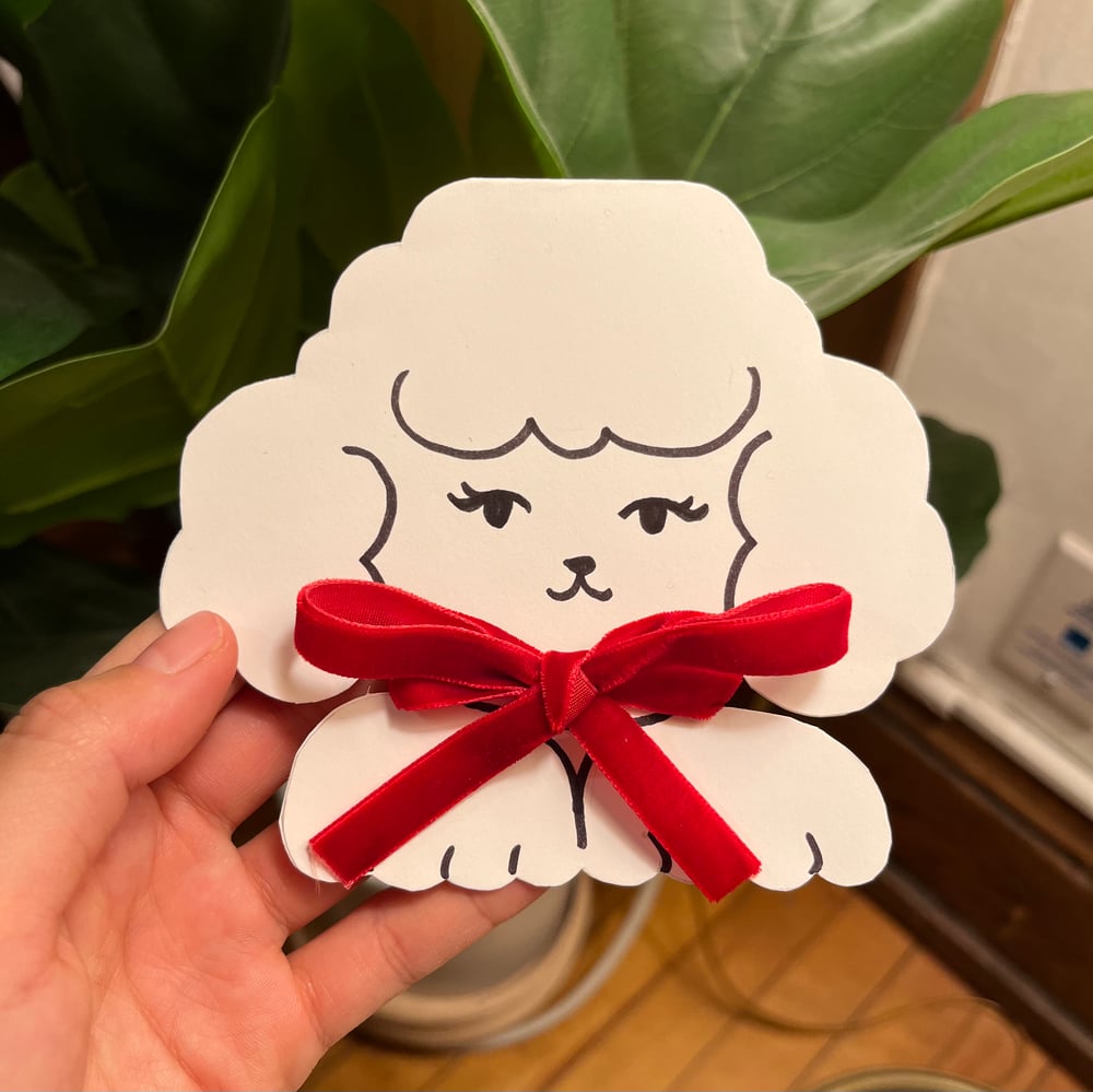 Image of Coquette Puppy Bow Card