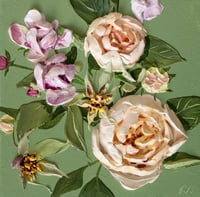 Image 1 of LAST ROSES ON PEA GREEN - GICLÉE PRINT