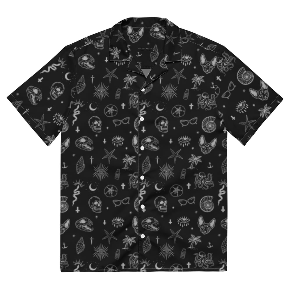Occult Beach Black Unisex Button Shirt