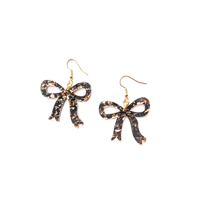 Black & Gold Ribbon Earrings 