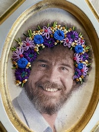 Image 2 of Bob Ross with his fabulous afro framed embroidery (LARGE)