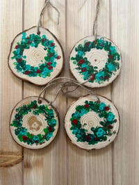 Image 1 of Wooden Wreath Ornaments (set of 4)