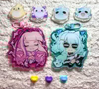 Image 2 of Mint Fantome and Matara Kan keychains and wisp , dragoon and momo pins