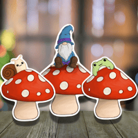 Image 1 of Mushroom Pals Sticker Set | Snail, Frog & Gnome Stickers