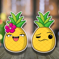 Image 1 of Pineapple Emote Stickers | Fruit Friends Series | Expressive Pineapple Faces