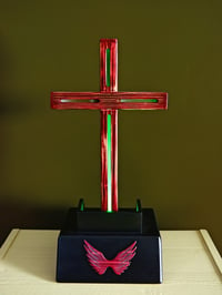 Image 5 of Lighted Cross with LED color changing lights using Pyrolysis  Shou Sugi Ban Method, Christian Decor