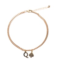 Image 1 of Gold Curb Chain Queen of Spades Anklet