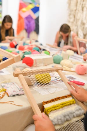 Image of Anna Blatman and Natalie Miller painting and weaving full workshop. Sat 22 and Sun 23 March 2025