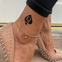 Image 2 of Gold Curb Chain Queen of Spades Anklet