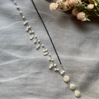 Image 1 of Black Garnet Freshwater Pearl Lariat Necklace Sterling Silver