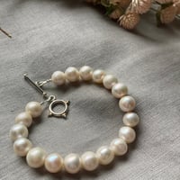 Image 3 of Natural White Freshwater Pearl Bracelet Sterling Silver 7.5"