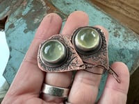 Image 13 of Flourishes earrings. Copper and Prehnite