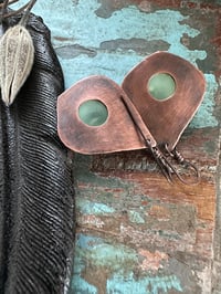 Image 19 of Flourishes earrings. Copper and Prehnite