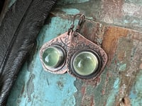 Image 9 of Flourishes earrings. Copper and Prehnite