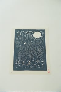 Image 2 of Otsukimi Rabbit Linocut Print
