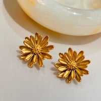 Image 1 of 18K Gold Plated Stainless Steel Flower Earrings