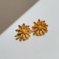 Image 3 of 18K Gold Plated Stainless Steel Flower Earrings